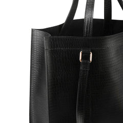 ZINNIA 2PEC BLACK CROCODILE HANDBAG