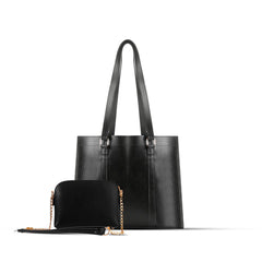 ZINNIA 2PEC BLACK CROCODILE HANDBAG