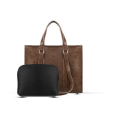 ZINNIA 2PEC CHOCO BROWN CROCODILE HANDBAG