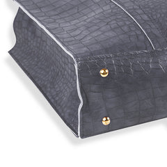 ZINNIA 2PEC GREY CROCODILE HANDBAG