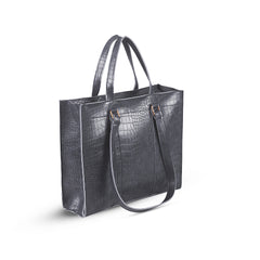 ZINNIA 2PEC GREY CROCODILE HANDBAG