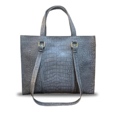 ZINNIA 2PEC GREY CROCODILE HANDBAG