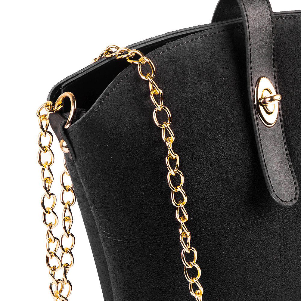 Sable Suede chain Bag Black