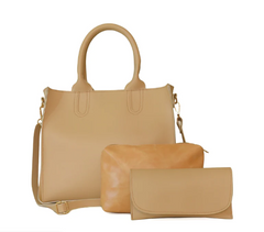 VERONA 3PIECE BEIGE HANDBAG