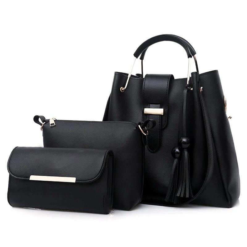 ASTER  3 PIECE BLACK HANDBAG