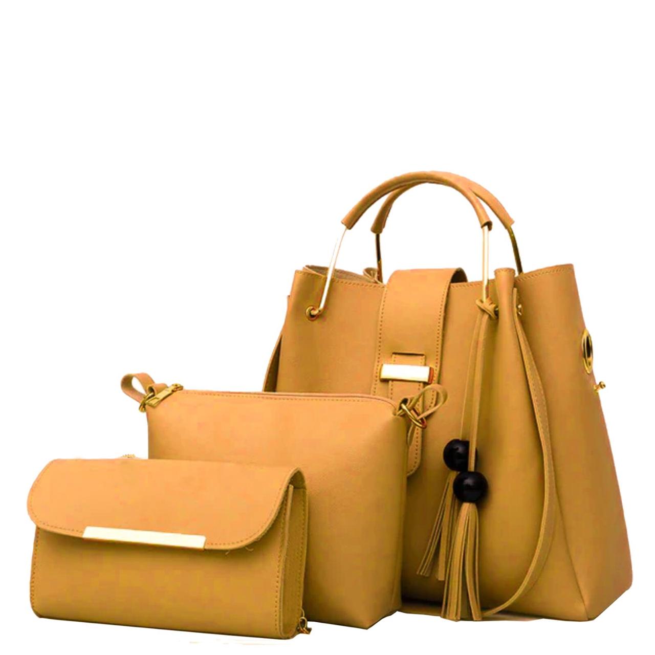 ASTER  3 PIECE YELLOW HAND BAG