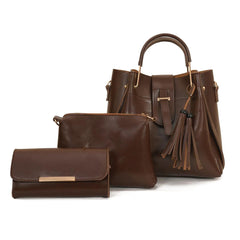 ASTER 3 PIECE CHOCO BROWN HANDBAG