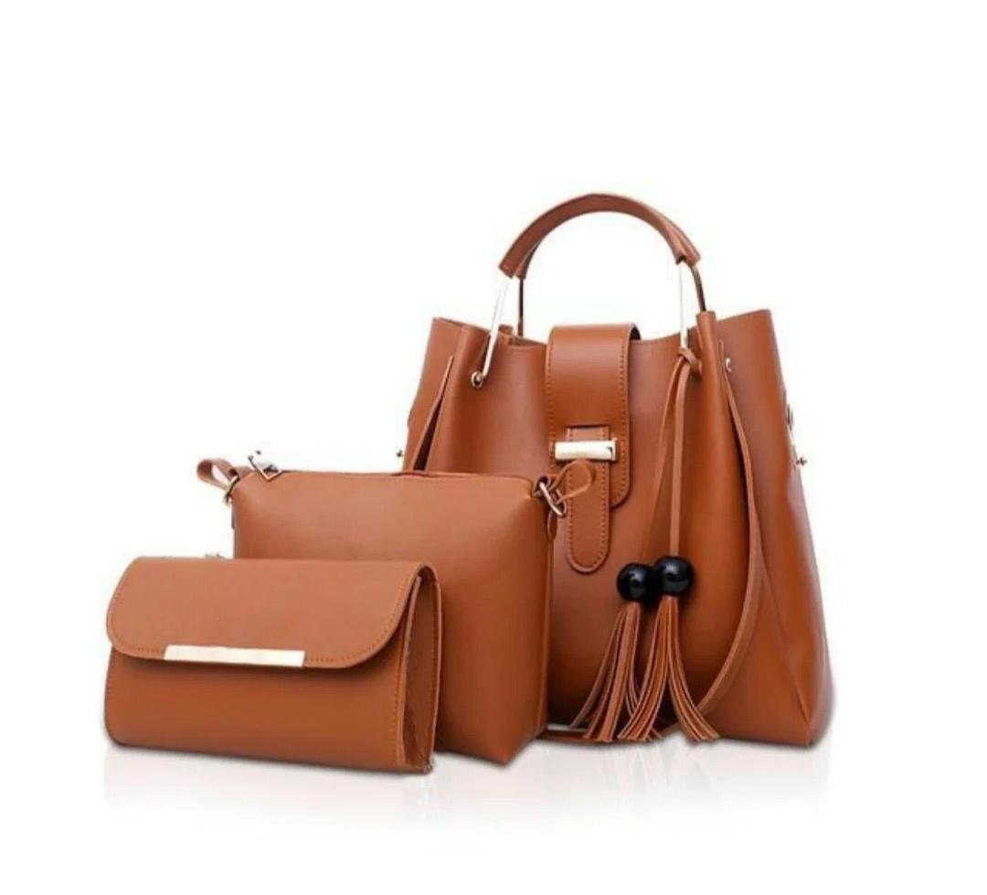 ASTER  3 PIECE BROWN HANDBAG