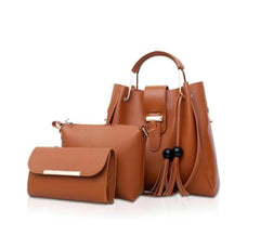 ASTER  3 PIECE BROWN HANDBAG