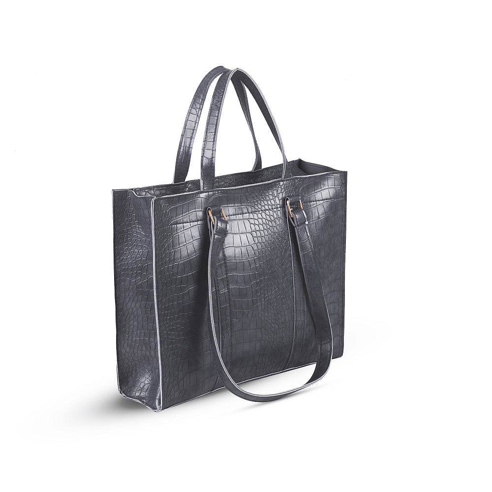 ZINNIA  2PEC GREY CROCODILE HANDBAG