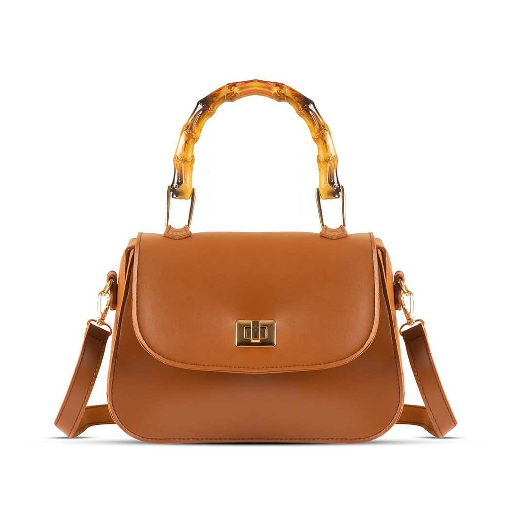 BAMBOO HANDLE BROWN HANDBAG