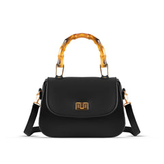 BAMBOO HANDLE BLACK HANDBAG