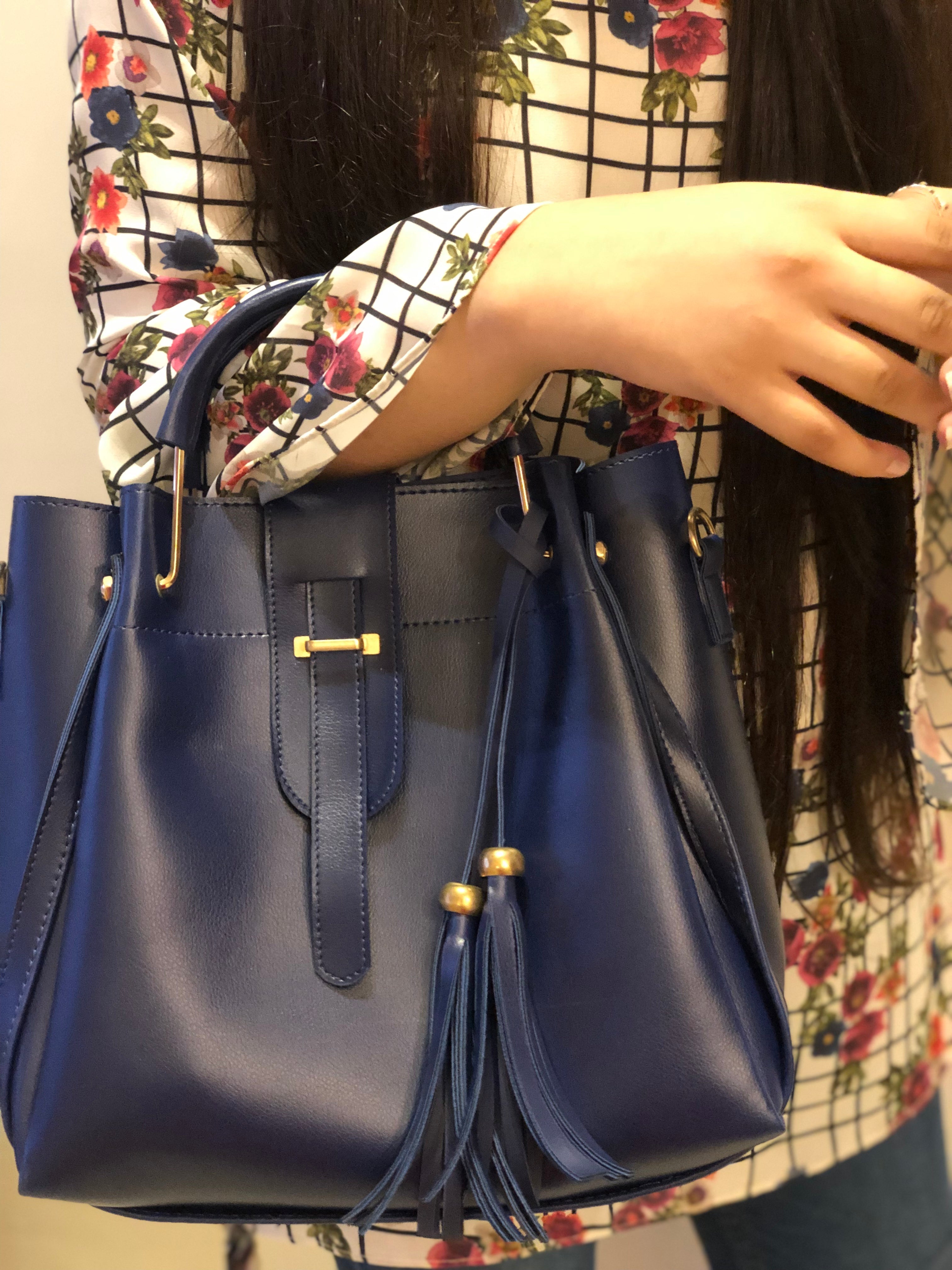 ASTER   3 PIECE BLUE HANDBAG