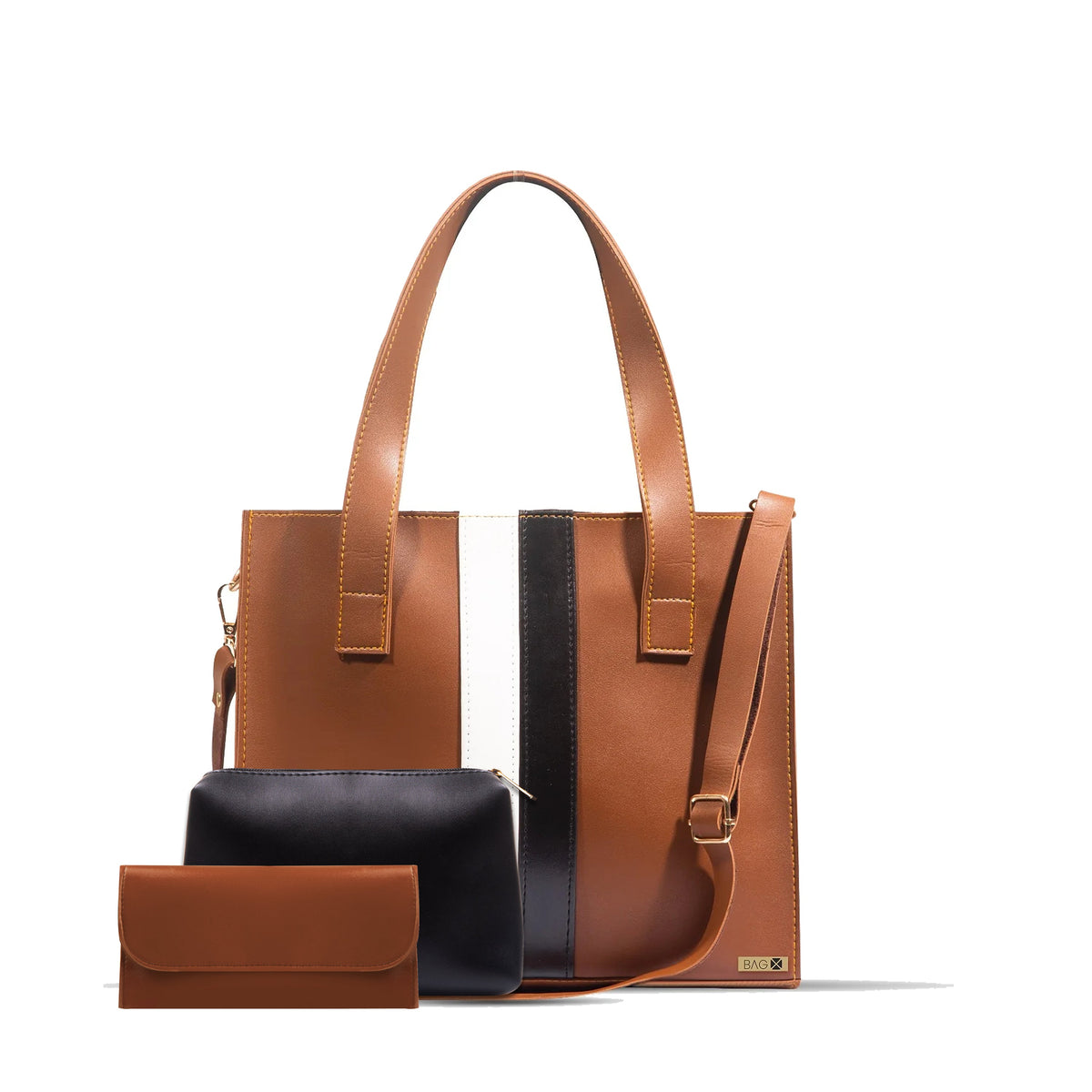 LUNA 3PIECE BROWN HANDBAG