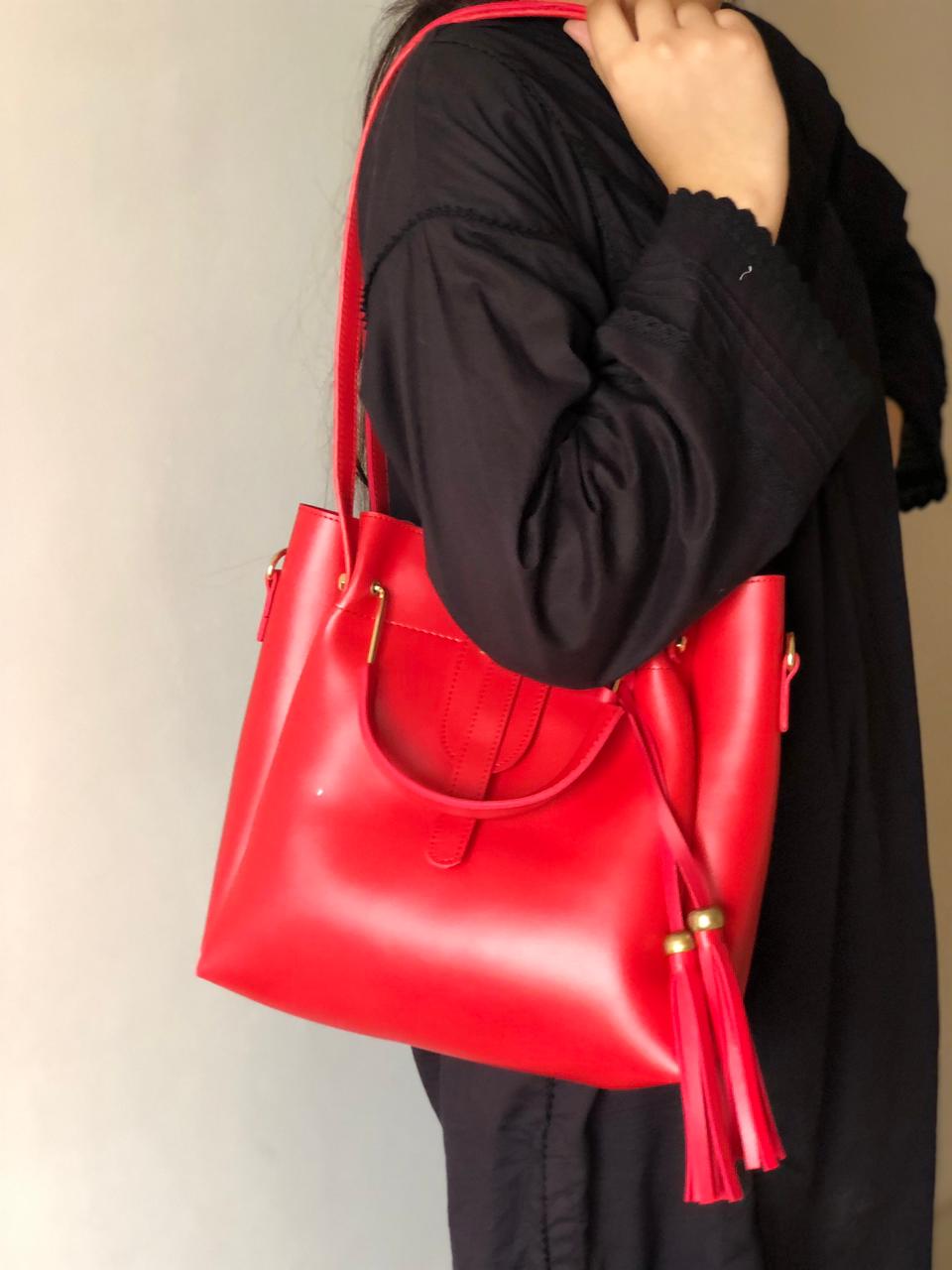 ASTER  3 PIECE RED HANDBAG