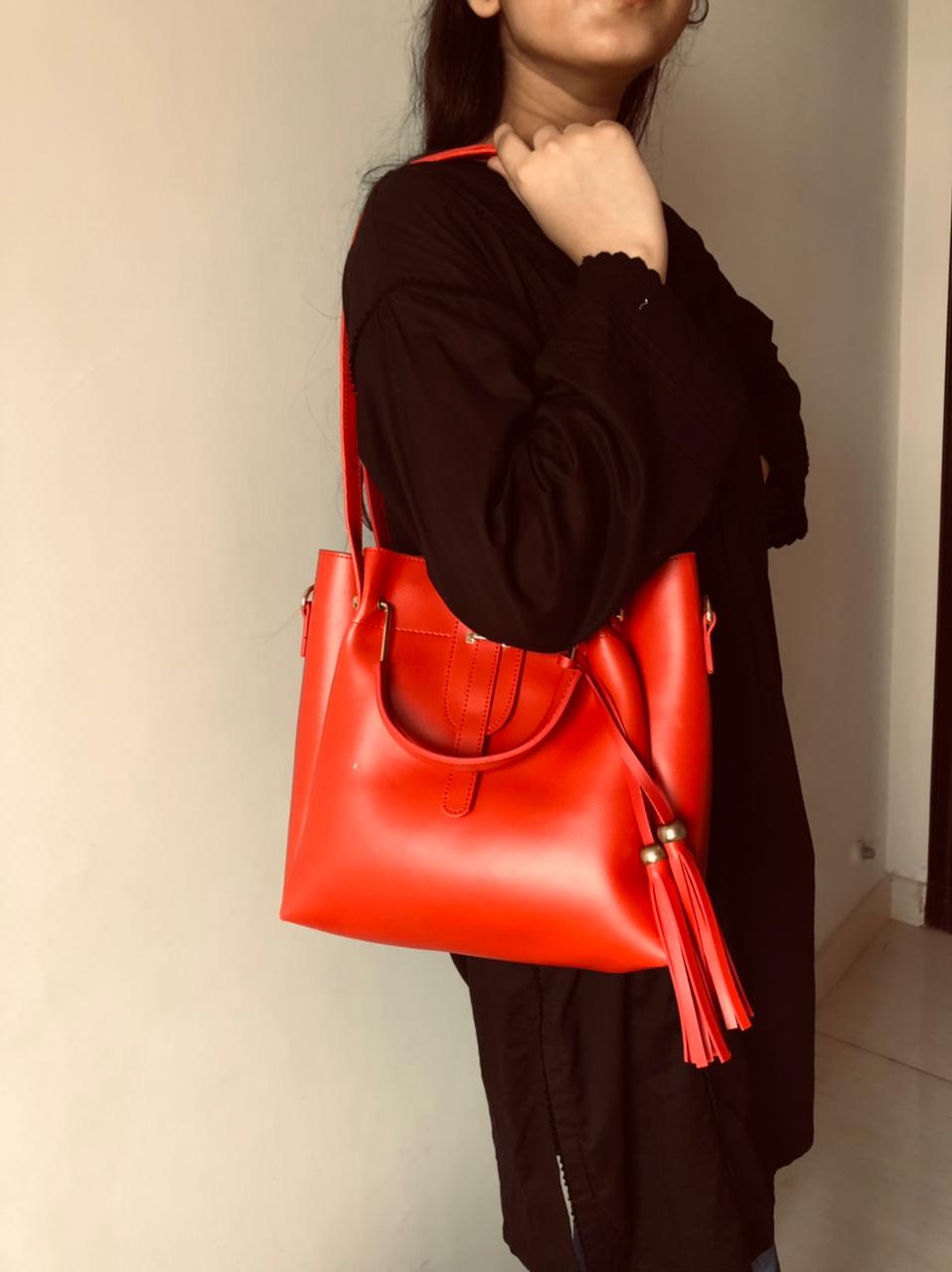 ASTER  3 PIECE RED HANDBAG