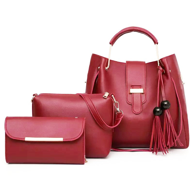 ASTER  3 PIECE MEHROON HANDBAG